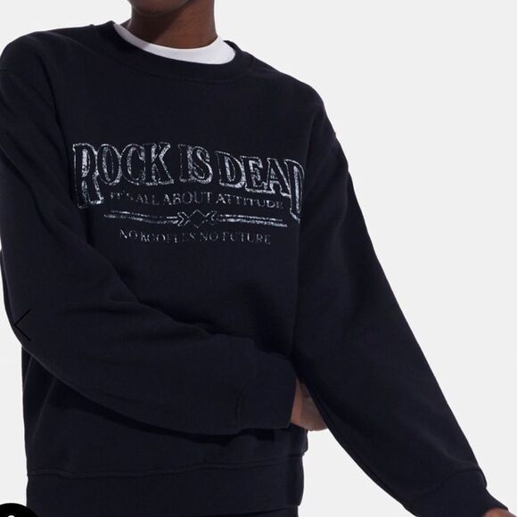 The Kooples BLACK SWEATSHIRT WITH SCREEN PRINT size 1 NWT - Picture 1 of 16